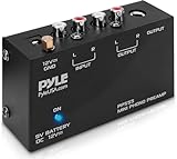 Pyle Stereo Verstärker – Phono Preamp – Phono Verstärker für Plattenspieler RCA Ein- & Ausgang als Plattenspieler Verstärker, Klangverstärker mit Ultra-Niedriges Rauschen, Batterie- oder Netzbetriebe