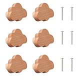 Gudalea Holz Schrankknöpfe, 6Pcs Schrankknöpfe Wolke Holz Design, Möbelknöpfe Schubladenknopf mit Schrauben, Schublade Griffe für Kommoden Haus Küche Schlafzimmer Kleiderschrank