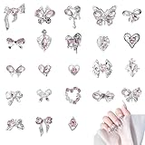 23 Stück Nail Charms - Vielseitige Herz, Schmetterling und Schleifen Design - Perfekt für Nagelschmuck & Glitzersteine - DIY Handwerk Nail Design
