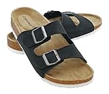 + Pantoletten Sandalen Hausschuhe Schlappen Clogs Kork Fußbett Gr. 36-46 (Black, EU Schuhgrößensystem, Erwachsene, Numerisch, M, 45)