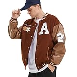 Covisoty College Jacke Herren Übergangsjacke Damen Sportjacke Varsity Jacket Patchwork Collegiate Baseballjacke Stehkragen Streetwear