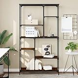 Bücherregal Räuchereiche 99x35,5x176 cm Holzwerkstoff und Stahl Mehrzweckregal Raumteiler Standregal Aktenregal Büroregal Raumtrenner Regal Wandregal Aufbewahrungregal Wohnzimmer/ 835411