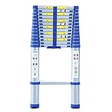 ZJXANMZ Blaue Teleskopleiter 1,4 m/4,6 Fuß für Dachzelte Aluminium-Ausziehleiter für Wohnmobil-Dachböden im Außenbereich Verstellbare Höhe 2,6 m bis 8 m Unterstützt 150 kg