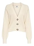 JdY Damen Strickjacke JDYJusty gestrickte Damenjacke Cardigan mit Knopfleiste 15200418 Eggnog M