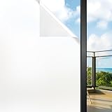 Funfox Fensterfolie Blickdicht, Milchglasfolie Selbstklebend Fenster Sichtschutzfolie Anti-UV Statische Haftung für Badzimmer Büro Wohnzimmer Milchglas Weiß 44.5 x 200cm