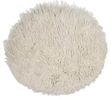 Theko | Runder Flokati Teppich aus 100% Schurwolle nachhaltiger Teppich FLOKOS 2450 | handgewebt | Farbe: Natur | 100 cm