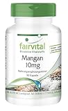 Fairvital | Mangan Kapseln 10mg - 90 Kapseln - HOCHDOSIERT - aus Mangangluconat - Vegan - essentielles Spurenelement - Manganese