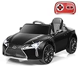COSTWAY Lexus Elektroauto für Kinder, 12V Kinderauto Elektrisch mit 2,4G Fernsteuerung & LED Leuchten & Musik & USB, Elektro Auto für Kinder ab 3 Jahren (Schwarz)