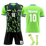 Generisch Personalisiert Fußball Trikot mit Eigenem Namen/Nummer, Hause/Auswärts Fussball Trikot Shorts Komplettset Trainingsanzug für Kinder Erwachsene Junge Mädchen Herrn Damen