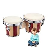 Birtern Holz-Bongo-Trommeln, Handtrommel-Set für Erwachsene, 15,2 cm und 17,8 cm Bongos für Kinder, Erwachsene, Anfänger, pädagogische Schlaginstrumente