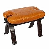 Casa Moro Marokkanischer Kamelhocker Sadia Orange mit echt Leder-Sitzkissen & klappbarem Holz-Gestell Kunsthandwerk aus Marrakesch orientalischer Hocker Schemel LK2000