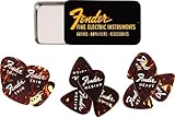 Fender® »FINE ELECTRIC PICK TIN« Plektren in Sammler-Dose - 12 Stück - Celluloid - 351 Form - 3 Stärken - Tortoise Shell