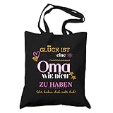 FremiBag Stofftasche für die beste Oma - Glück ist es eine Oma wie dich zu haben -Geschenk für Oma - Geschenk Grossmutter, Geschenkidee für Om - Neu