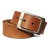 ROYALZ Vintage Ledergürtel Damen für Jeans Anzug Hosen Frauen Gürtel 4 mm starker Voll-Leder 38 mm Damengürtel, Farbe:Braun, Größe:Bundweite 105 cm = Gesamtlänge 120 cm