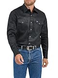 Wrangler Herren Westernhemd, Cowboy-Schnitt, Zwei Taschen, langärmelig, mit Druckknöpfen - Schwarz - Groß