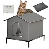 Katzenhaus Für Draußen, Katzenhöhlen Für Draußen Winterfest Wasserdicht, Großer Wasserdichter Katzenschutz Mit Erhöhter Basis Und Kissen, Für Katzen Im Freien Oder Im Innenraum - 40x33x33cm