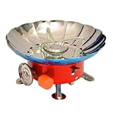 BIUDECO Windfester Campingkocher aus Aluminiumlegierung Tragbarer Gaskocher mit Faltbarem Windschutz für Trekking und Picknick