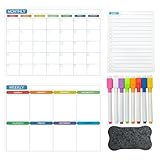 ARATERVIO Magnetischer Kühlschrankkalender, Familienplaner (Monats- und Wochenplaner), Whiteboard-Set mit 8 Markern, Tagesplaner für Mahlzeiten, To-do-Liste für Zuhause und Büro (Weiß)