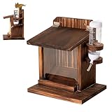 GkgWuxf Eichhörnchenhäuser für den Außenbereich, Garten-Futterstation mit Wasserflasche, Holz-Wandhalterung, Hausfutter, Maiskolbennüsse, Halter, Futterspender für Vogelbaum, Balkon, Garten, draußen