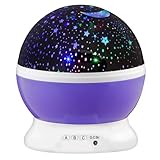 GOODS+GADGETS LED Nachtlicht Sternen-Himmel Projektor; Lechtendes Sternenlicht, Galaxy-Universum Schlaf-Licht für Kinder- & Jugendzimmer (Violett)