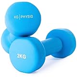 KG PHYSIO Neopren Hanteln Set - Inkl. Fitnessposter mit 32 Übungen, schweißabweisendes Kurzhanteln 2er Set aus Gusseisen, rutschfeste & griffige Fitness Gewichte für Frauen und Männer
