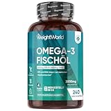 Omega 3 Weichkapseln - 2000mg Fischöl mit 1100mg Omega-3, 660mg EPA & 440mg DHA pro Portion - 240 Softgels - EPA & DHA tragen zur bei (EFSA) - Fish Oil - WeightWorld