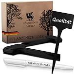 R&M Orient 60er Set Pflanzenschilder mit Marker – 15 cm lang Kunststoff Pflanzenstecker Stecketiketten Kräuterschilder für Beet Garten Blumen Kräuter Pflanzen – Wetterfest Wasserfest (Schwarz)