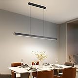 Mikeru 100CM Pendelleuchte Esstisch, Modern Linear Dining Pendelleuchte LED mit 10%-100% Dimmbare Esszimmerleuchten Decke 3000K/4500K/6500K 3 Farben für Esszimmer, Wohnzimmer