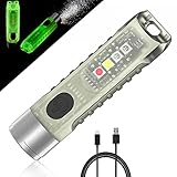 Jeebel Mini Dunkeln Leuchtende LED Taschenlampe 400 Lumen Schlüsselbund Wiederaufladbare USB-Taschenlampe, UV/Weiß/Rot/Rot-Blau Seitenlicht, EDC Multifunktional Magnetische, IP65