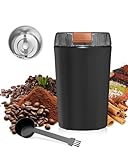 Kaffeemühle Elektrisch 80g, Leistungsstarker 350W Motor für Bohnen und Gewürze, One-Touch-Sicherheitsdesign, Mahlgrad Variabel, Tragbare Elektrischer Grinder mit Reinigungsbürste, Edelstahl