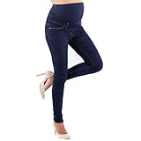 MAMAJEANS Milano - Umstandsmode Jeans Damen Skinny Fit Jeggings, Mit Band Für die gesamte Schwangerschaft (L - 40, Denim)