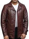 BRANDSLOCK Herren Echtes Lammfell Leder Safari Graben Mantel (XL, Braun)