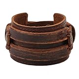 Sanfiyya Ledermanschette Armband, Punk Leder -Armbands, breites Manschettenarmband, Gothic Viking Armreifen verstellbare Wrap für Frauen, Männer (braun)