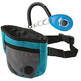 OnrySxn Leckerli-Tasche für Hunde und Trainings-Clicker, Magnetverschluss, für kleine Hunde, mit Kotbeutelspender, tragbare Welpen-Trainingstasche mit Karabiner, Hüftgurt, Bauchtasche für Reisen im