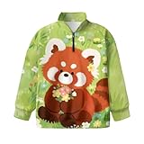 teeinprint Rotes Panda-Viertel-Sweatshirt mit Reißverschluss, Größe 5–6, Herbst-Outfits, langärmelig, Rundhalsausschnitt, übergroße Sweatshirts für Laufen, Workout, Outdoor-Sportkleidung