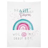 Gruss & CO Geschirrtuch Motiv Die Welt ist schön | Baumwolle, 60 cm x 45 cm, Farbiger Motivdruck | Geschenk, Küche, Kochen, Grillen | 47093