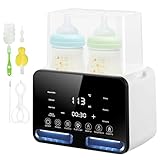 Flaschenwärmer Baby für 2 Flaschen,Weiß,4-in-1,Baby Bottle Warmer mit Sterilisator und Temperaturregelung,Babykostwärmer für Erwärmen und Auftauen Speisen