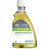 Winsor & Newton 3049748 Gereinigtes Leinöl für Ölfarben, alterungsbeständig, steigert den Glanz und die Transparenz von Ölfarben, verlangsamt den Trocknungsprozess - 500ml Flasche