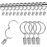 25 Stück Gardinenringe, Metall Vorhangringe, Gardinenringe mit Clips Vorhang Hängend Ringe für Fenster Tür Duschvorhänge, 32mm Innendurchmesser (Silber)