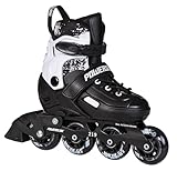 Powerslide Inline Skates Khaan Junior SQD Black - größenverstellbare Inliner für Mädchen und Jungen - Skates Schwarz/Weiß (35-38)