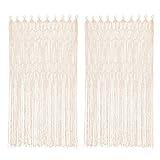 WAPHOERTE 2PC Vorhang Wandbehang,85x200cm Fadenvorhang Türvorhang, Handgemachte Gewebte Tapisserie Fenstervorhänge, Boho Türvorhang für Fenstervorhang, Raumteiler und Hochzeitskulisse,Elfenbein