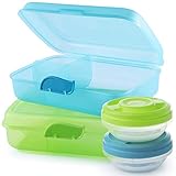 2friends GmbH 2friends GmbH Lunchboxen, 2 Stück 2 Schraubdeckeldosen, mit 3 Trennwänden und Klickverschluss, BPA- und Weichmacher-