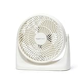 Amazon Basics Tisch-Ventilator tragbar, 18 cm, geräuscharme Kühlung, 3 Geschwindigkeiten, um 90° verstellbarer Winkel, Weiß, 15,49 x 27,3 x 27,69 cm