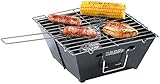 PEARL Faltgrill: Flach zusammenklappbarer Kohle-Grill, Grillfläche ca. 24,5 x 24 cm (Grill klappbar, Faltbarer, Klappbarer Kohlegrill)