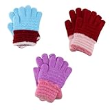 VERDANVERSE 3 Paare Strickhandschuhe Vollfinger Warm Gefüttert Jungen Mädchen Winterhandschuhe Weiche Atmungsaktive Handschuhe Für Alltag Outdoor Sport Zufällige Farbe