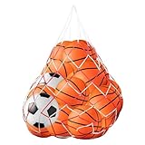 JJUNW Ballnetz für 10 Bälle, Ballsack Balltaschen Balltragenetz Ball Carry Net für 10–15 Bälle, Mehrzweck Sport Netztasche für Fußball Basketball Volleyball Rugbyball Handball
