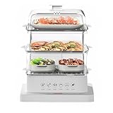 3-stufiger Dampfgarer, multifunktionaler elektrischer Dampfgarer, 18/34/40 l elektrische Dampfbox, 12-Stunden-Termin, 90-Minuten-Timer, Anti-Trocknung, for Gemüse, Fleisch und Fisch (Size : 40L)