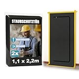 2x Staubschutztür mit Reißverschluss 1,1x2,2m - Wasserdicht, Wiederverwendbar - Staubschutzwand, Staubtür, Baustellentür, Schmutzschleuse bei Umbau & Renovierung