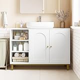 Hzuaneri Waschbeckenunterschrank, Unterschrank, Waschtischunterschrank, Badezimmerschrank mit 2 Türen, verstellbare Ablage, viel Stauraum, Moderner Stil, 30 x 90 x 63 cm, Weiß BC09803G