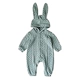Dicke Strickjacke Mädchen Neugeborenes Baby Mädchen Jungen Solide Tierohren Herbst Strickpullover Langarm Strampler Overall Kleidung Festlich (Green, 6-12 Months)